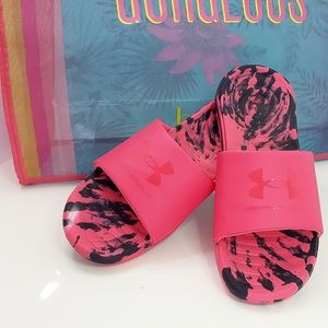 Under Armour🎀Girls Ansa Regrind Slides Foam Sandal | Cherry Pink